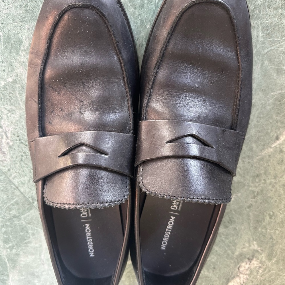 Nordstrom Black Leather Penny Loafers for Men